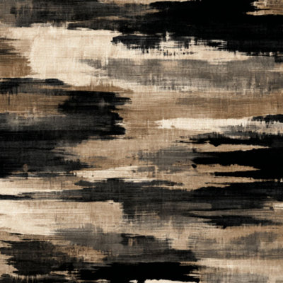 Papier peint auto-adhésif à motif de coups de pinceau abstraits à motif de coups de pinceau abstraits et organiques noirs, beige et taupe, 17,7 po x 118 po