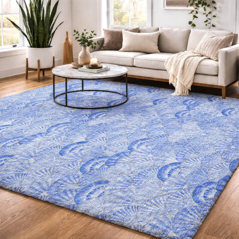 Tapis à poil long de qualité supérieure lavable à la machine Dream ADS181, Bleu, 3 pi x 5 pi