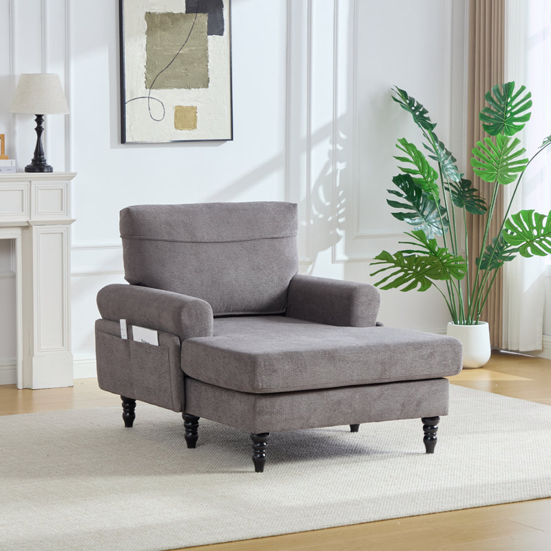 Chaise longue rembourrée 38,2 po, Gris