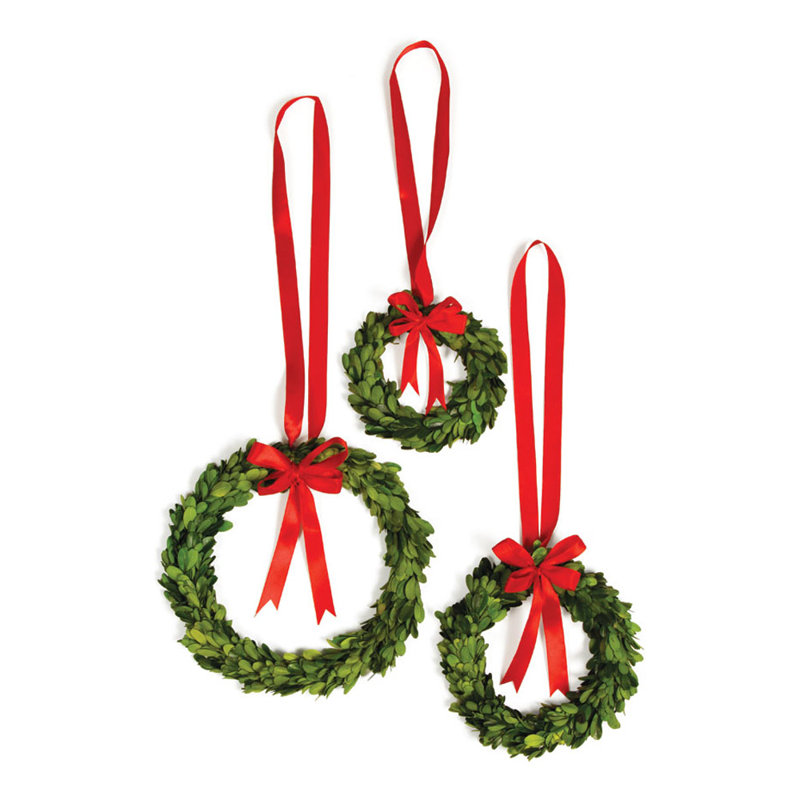 Perserved Greens 3 Piece Wreath Set, Red
