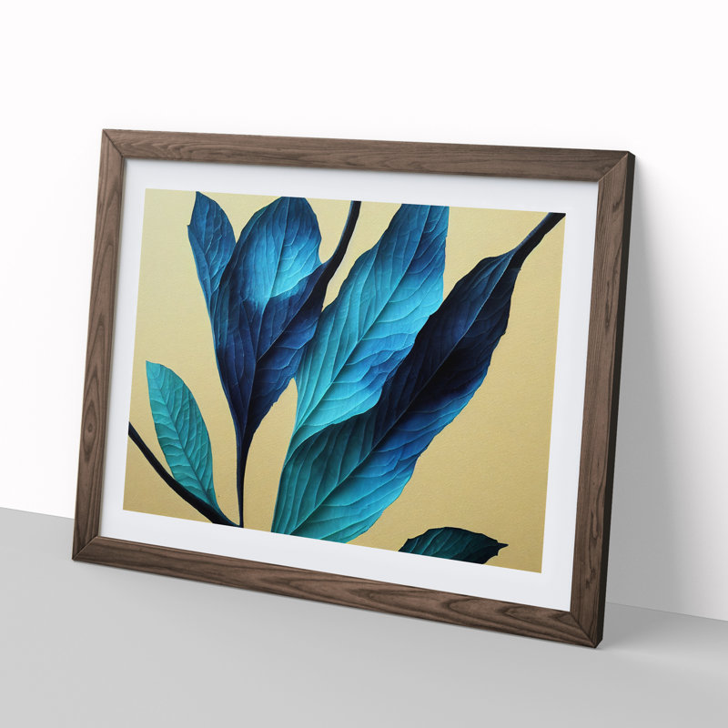 Brave Leaf - Single Picture Frame Painting, 46cm H x 64cm W x 2cm D, Walnut Framed