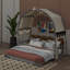 Lit simple simple allongé avec auvent arqué et lit gigogne intégré-105529540