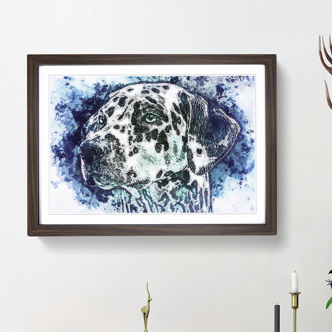 Dalmatian Dog in the Blue in Abstract - Picture Frame Painting Print