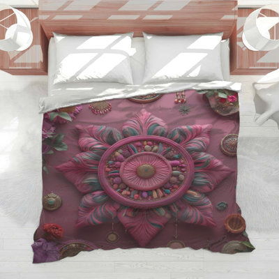Édredon rose mandala floral