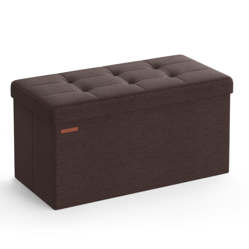 Banc de rangement avec repose-pieds pliant, Brun, Tissu Oxford