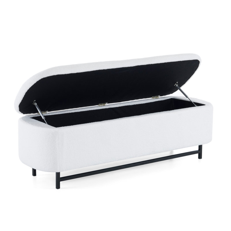 Elegant Ottoman With Spacious Storage Function, White