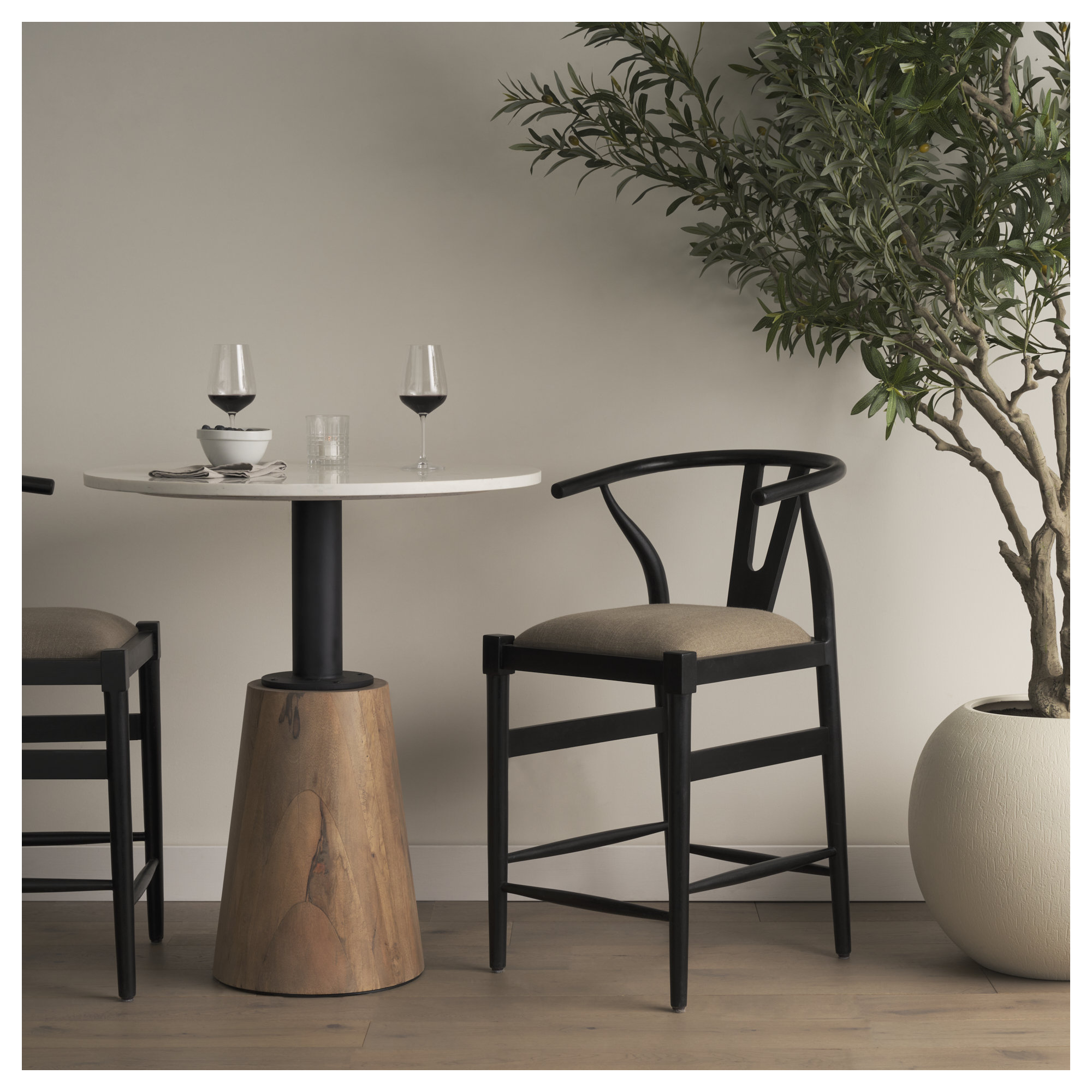 Parina Counter & Bar Stool, Counter Stool (26.25” Seat Height), Black/Gray