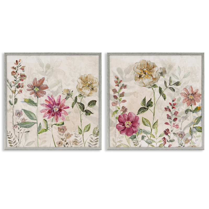 «Blooming Country Garden Foliage», ensemble de 2 giclées encadrées par Sally Swatland, H 12 po x l 24 po