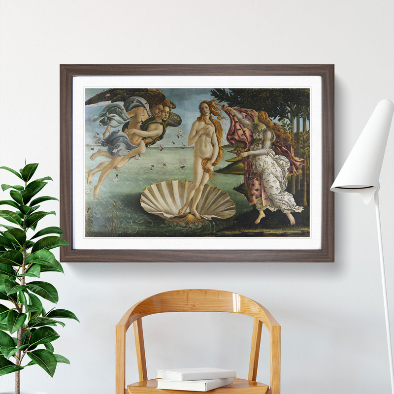 Birth of Venus by Sandro Botticelli - Picture Frame Painting, Walnut Framed, 48cm H x 65cm W x 2cm D