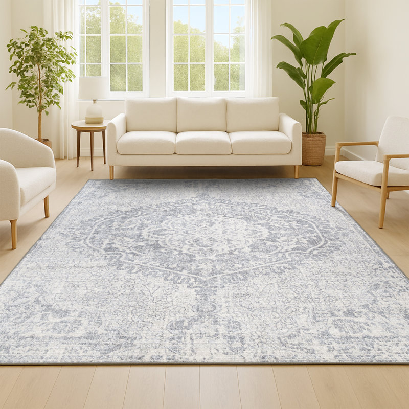 Tapis gris / ivoire Ademar, Rectangle 7 pi 9 po x 10 pi
