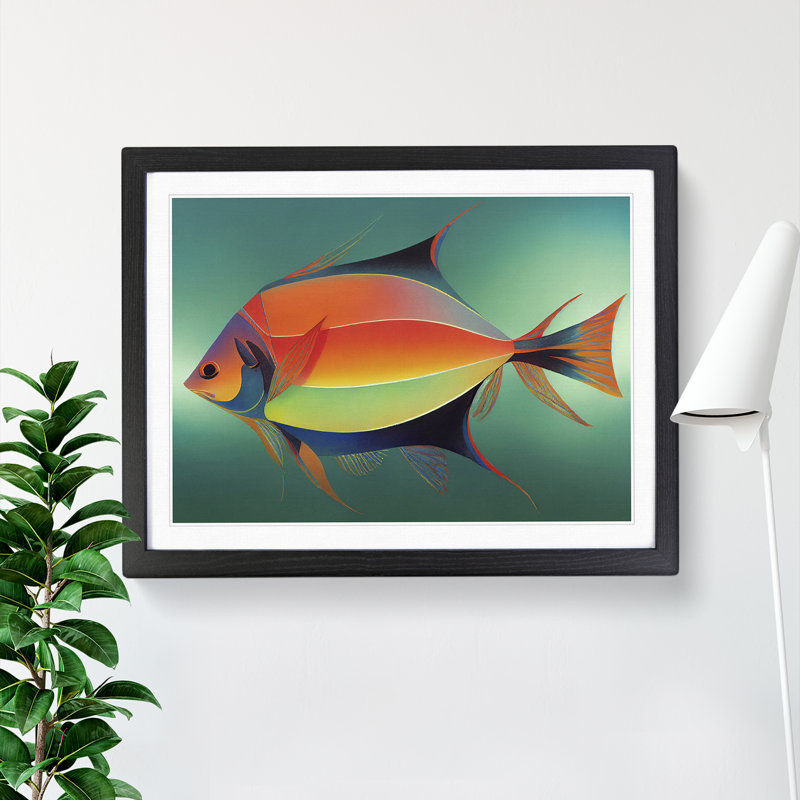 XH1022-6605X Fish Vol.2 - Single Picture Frame Painting, 46cm H x 64cm W x 2cm D, Black