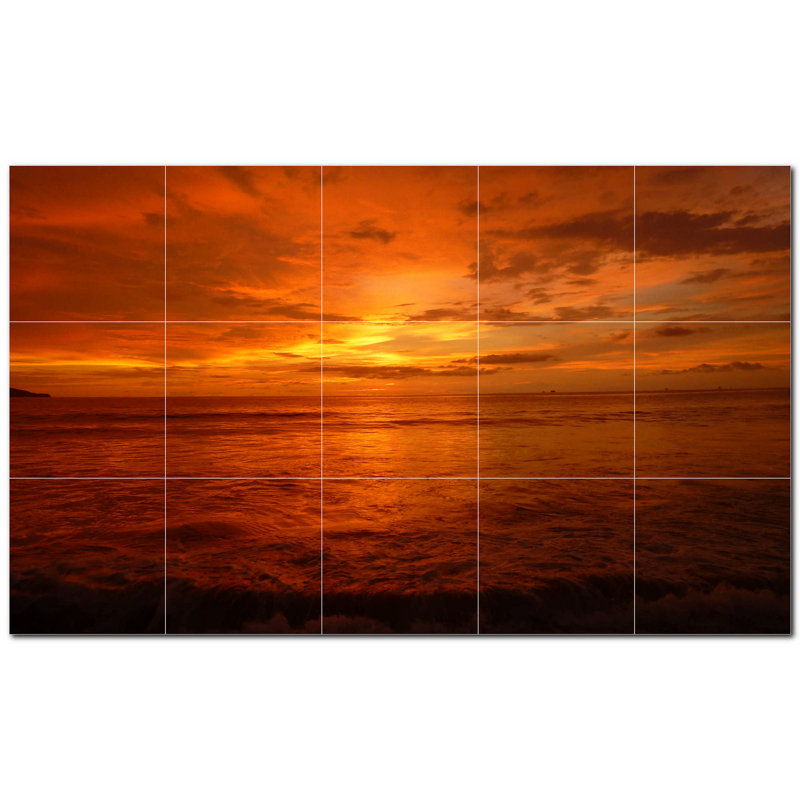 Murale décorative en céramique 12 po x 12 po Sunset