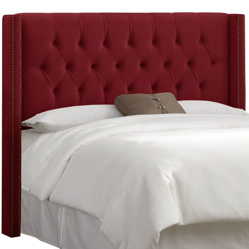 Tête de lit tapissier Wingback, Grand, Velours baie classique