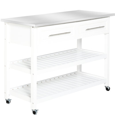 Utility Cart For Kitchen, Stainless Steel Worktop And Rustic Appearance, Gray, 3 Shelf With Drawers Movement Kitchen Island Drawers, Surface Theme, Space Saving Storage Unit Use