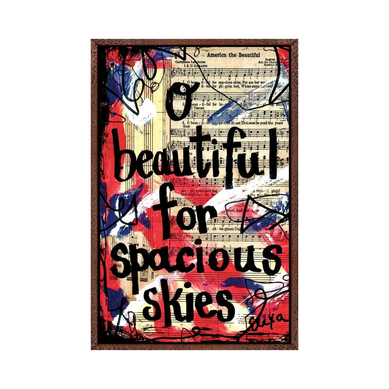 O Beautiful America by Elexa Bancroft - Print on Canvas, 66.04 cm H x 45.72 cm W, Classic Brown Wood Framed