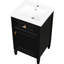 Meuble-lavabo noir de 50 cm avec lavabo, pieds en bois massif, tiroir inclinable, étagère réglable, alliage de zinc, charnières à fermeture douce, style moderne autoportant pour salles de bain compactes, fini doré, idéal pour les petits espaces.