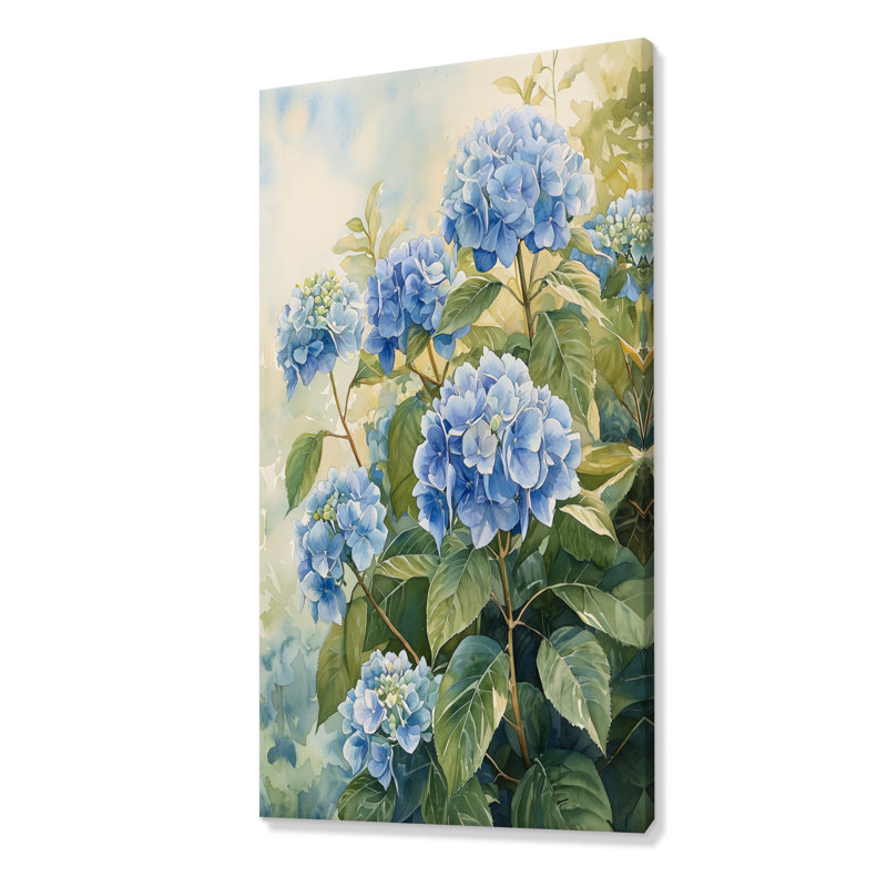 Hortensias dans la brise d'été II - Hydrangées, reproductions encadrées, H 60 po x l 28 po, Toile tendue, Ne s’applique pas