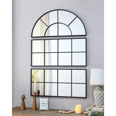 Grand miroir mural arqué 30 "x 45" avec trois sections séparées
