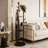 Rotating Solid Wood Coat Rack With 9 Hooks & 3 Storage Shelves