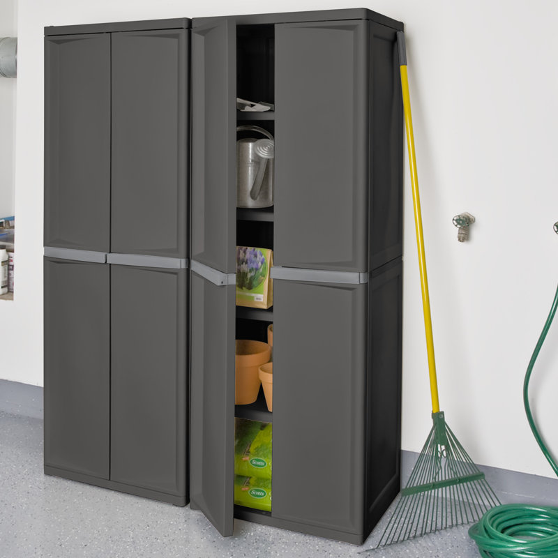 Armoire à 4 tablettes Sterilite, unité de rangement robuste et facile à assembler, bacs de rangement dans le garage, sous-sol
