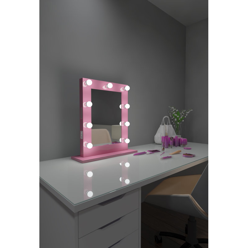 Miroir de maquillage / rasage Hollywood Vanity, H 26 po x l 20 po, 6000 / avec Bluetooth, Rose