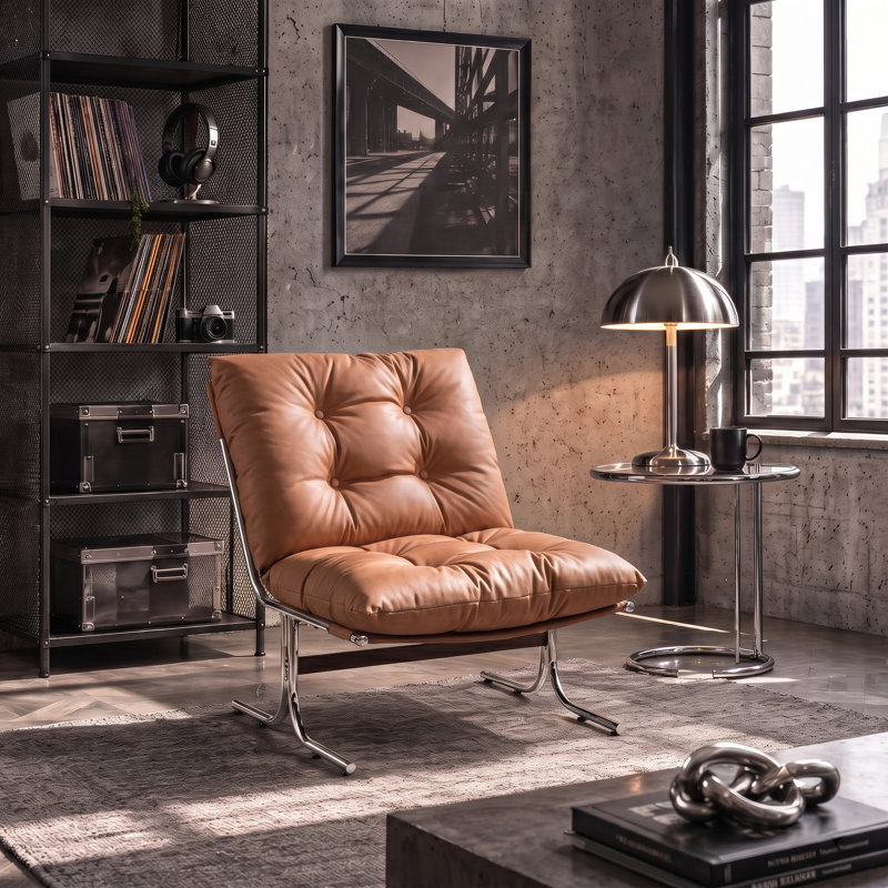 Méridienne Mid-Century, Brun mat