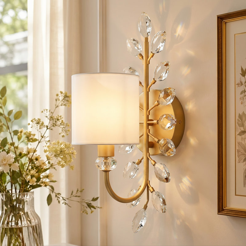 Crystal Wall Sconce with 2-Tier Shade