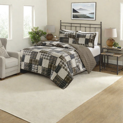 Ensemble de literie en microfibre rustique, courtepointe réversible double / grand pour la maison