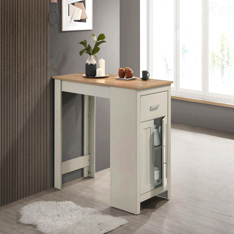 Alonzo 47" Light Gray Small Space Counter Height Dining Table With Cabinet And Drawer Storage