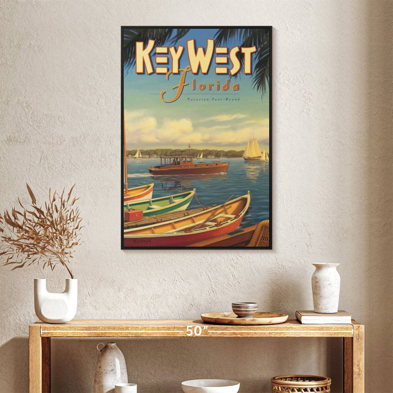 Key West Florida, 25" X 37", Floating Frame Black