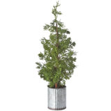 Faux Cedar Tree in Metal Pot