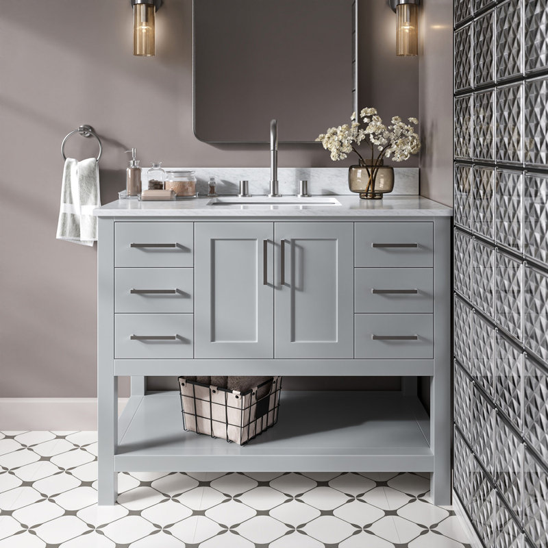 Magnolia Bath Vanity Rectangular Basin S061SCW2R, Gray, 43", Rectangular