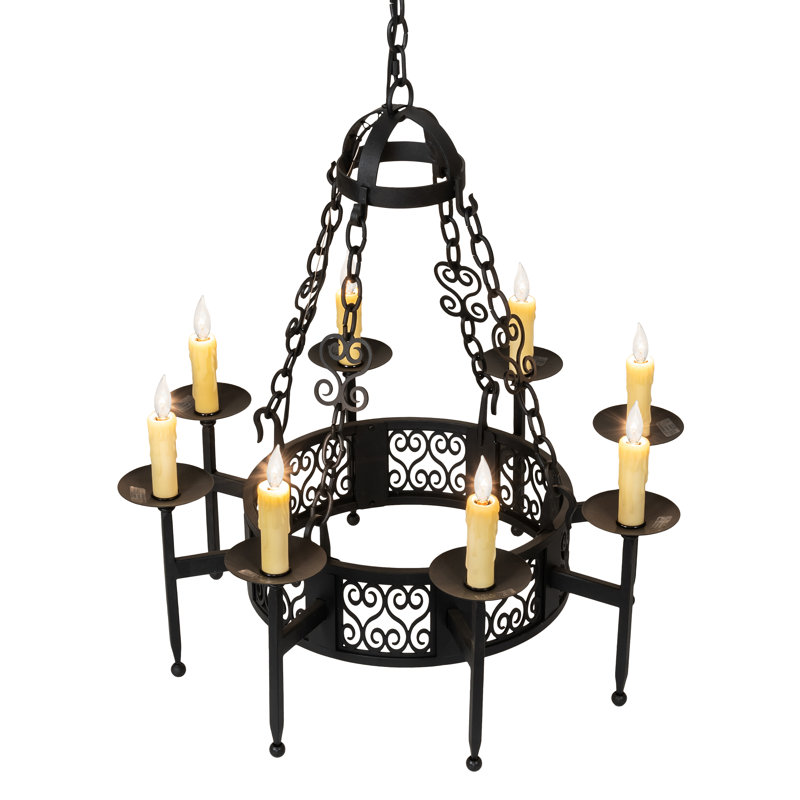 Toscano 8 - Light Wagon Wheel Chandelier