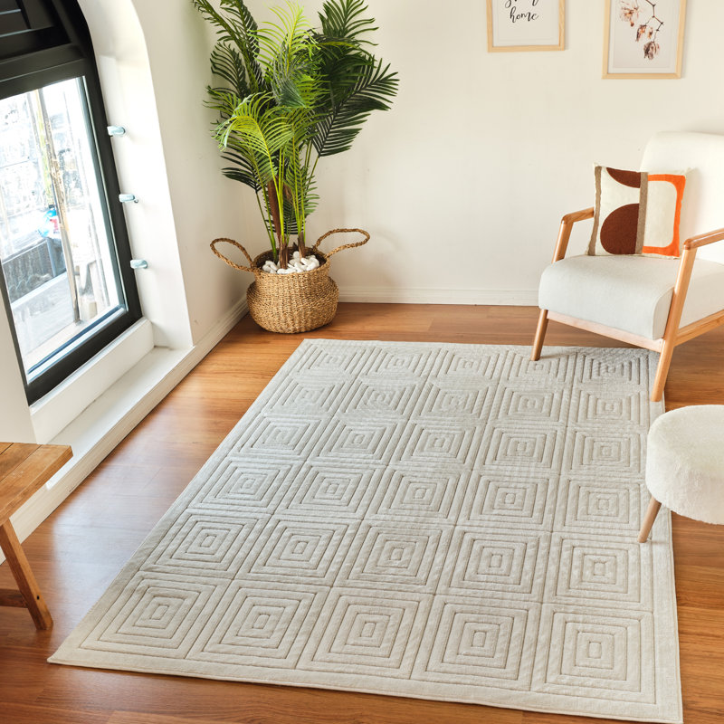 Michoel In- & Outdoor Scandi Modern Boho White Area Rug, Rectangle 200 x 275cm