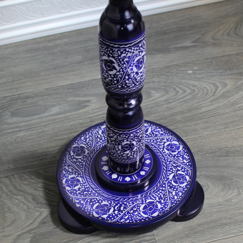 Table d'appoint ronde en bois de rose 18 po - Bleu marine