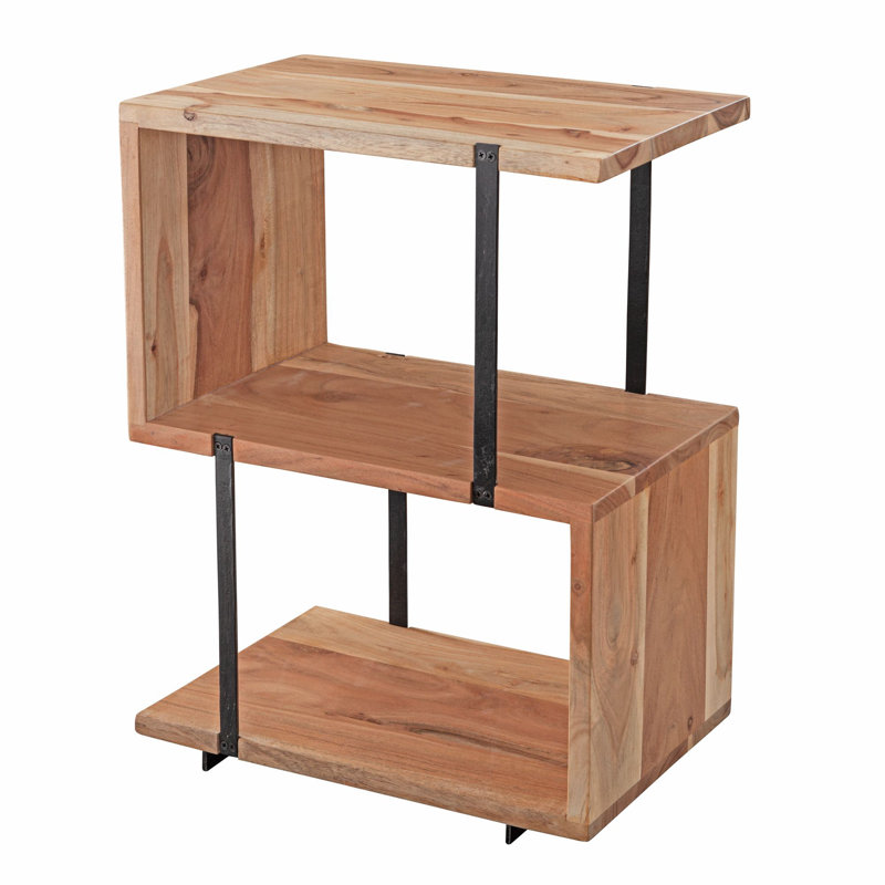 Delatorre Solid Wood Floor Shelf End Table