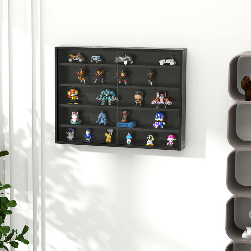 Vitrine miniature à 5 tablettes réglables, noire