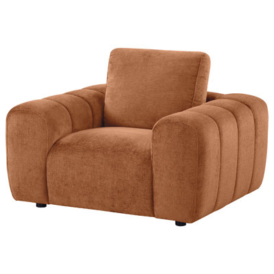 Fauteuil Becy, chenille orange brûlé, accoudoirs épais 50 pouces