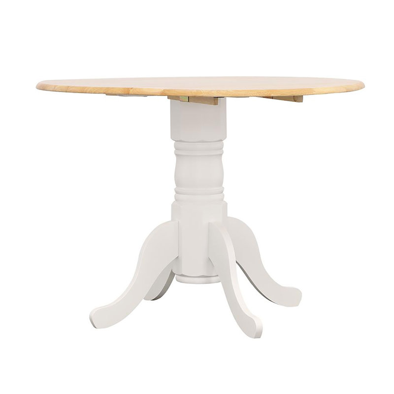 Versatile Drop Leaf Table With Stylish Pedestal Base And Ornamental Legs For Intimate Dining And Space Adaptability.
