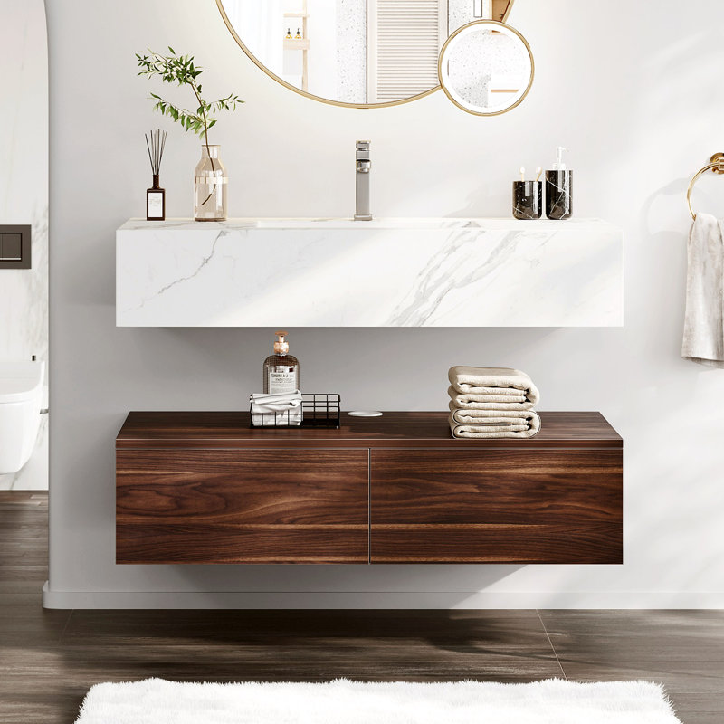 Alivn 39.4'' Single Bathroom Vanity with Stone Top