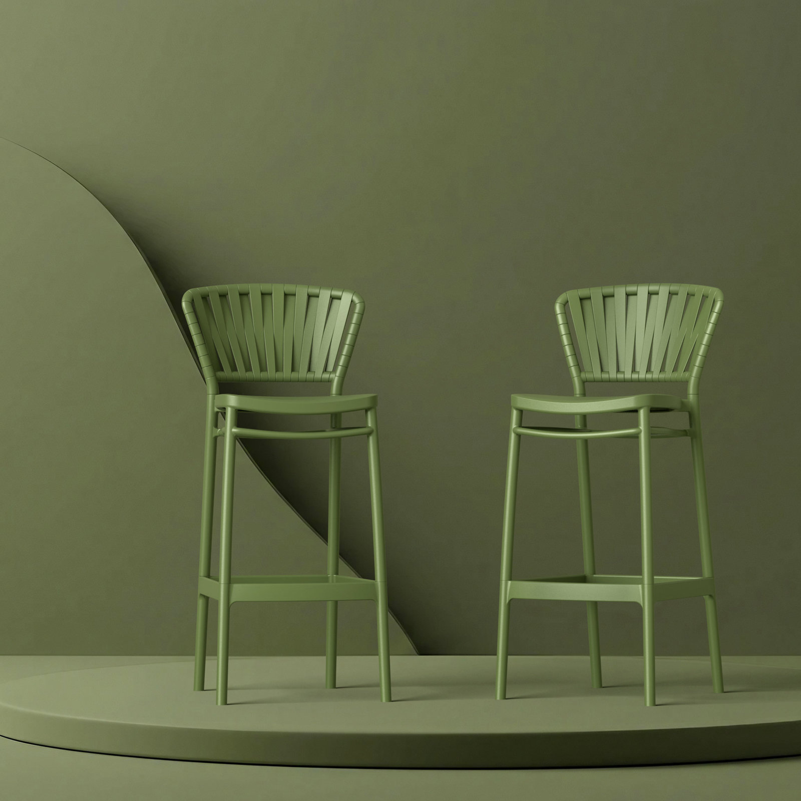 Newport Outdoor Barstool, 29.5", Olive Green
