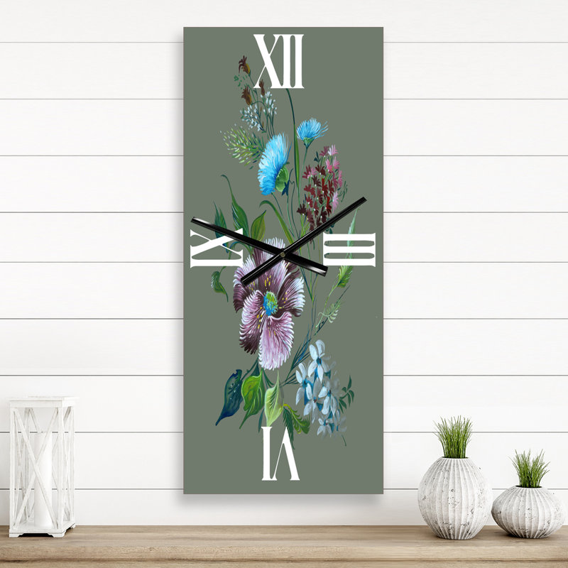 Horloge murale traditionnelle mauve et turquoise, Petit