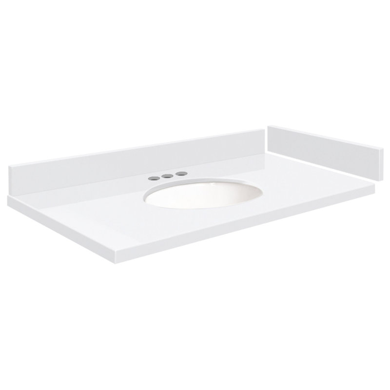 Dessus de meuble-lavabo simple 31,25 avec 3 trous de robinet, Blanc Miami