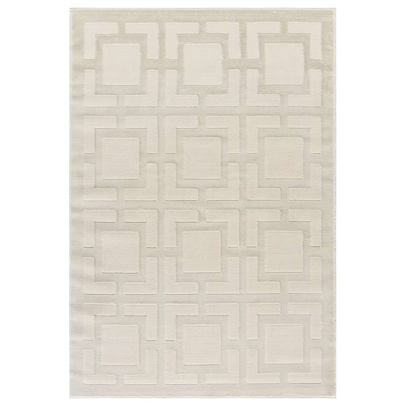 Vellure Modern Indoor Living Room Area Rug Embossed Cut-Shrink Pile with Metallic Sheen Jute Backing Living Room - Bedroom Hallway Carpet Maze Cream 