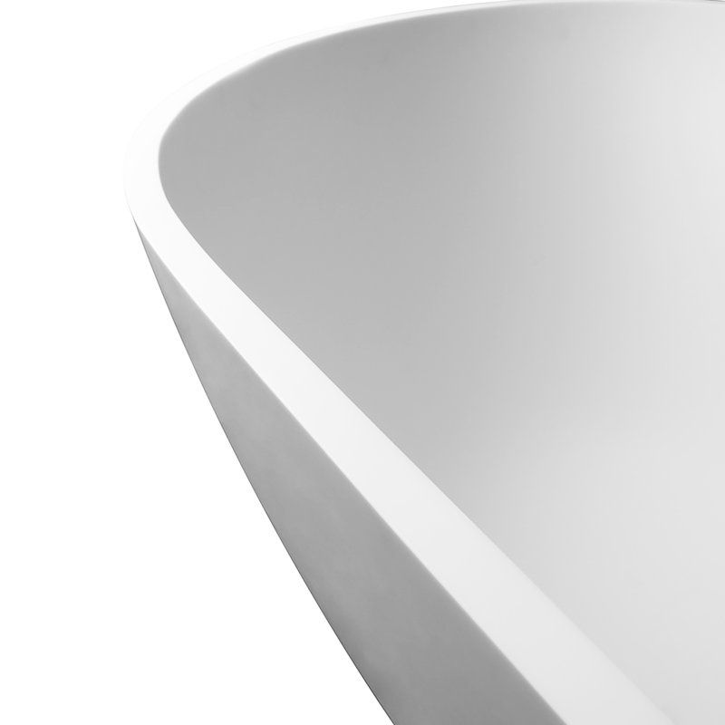 68.9 Inch Solid Surface Freestanding Bathtub, Matte White, Oval Shape, Soaking Type, Contemporary Style, High - Grade Texture, For Bathroom Inch, Surface, Finish, Modern And Minimalist, Easy