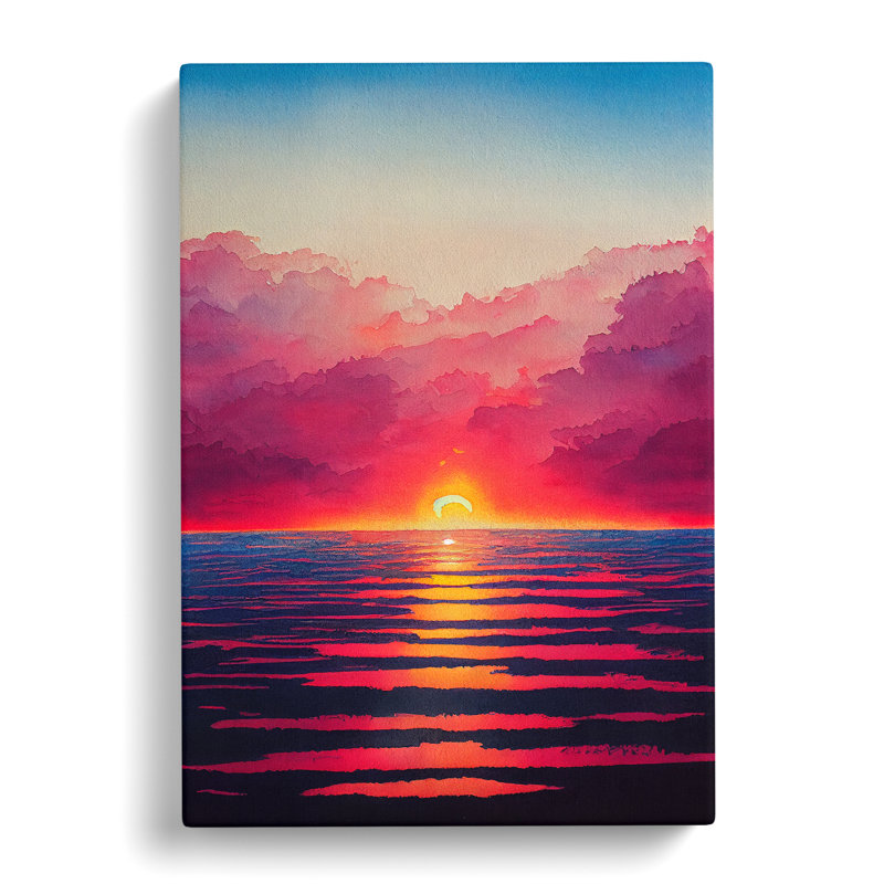 A Showstopping Ocean Sunset - Wall Art, Wrapped Canvas, 50cm H x 35cm W x 3cm D, No Matte