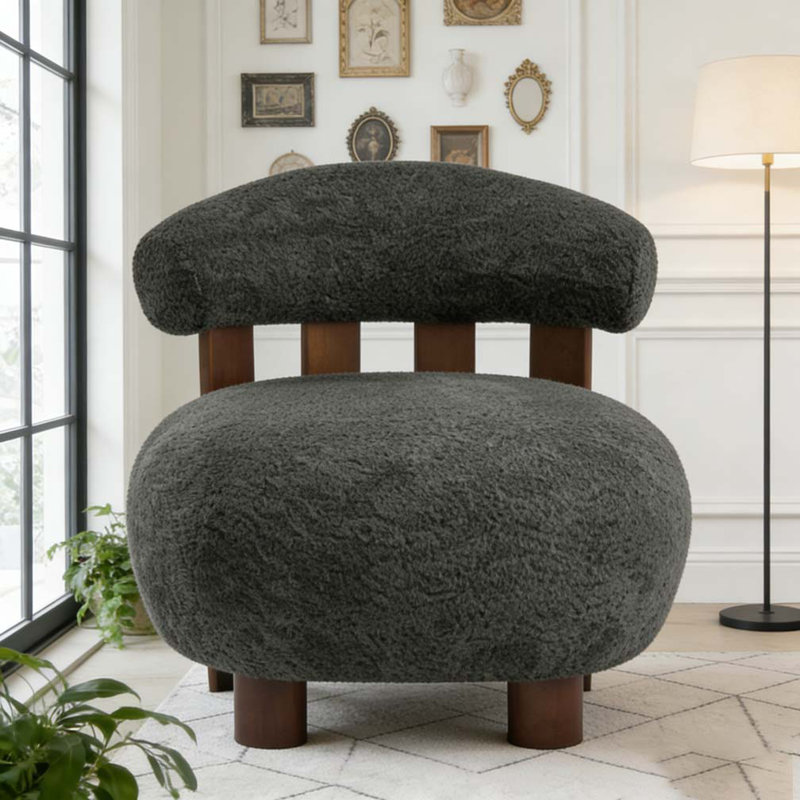 Fauteuil d'appoint Modern, Gris foncé, noyer