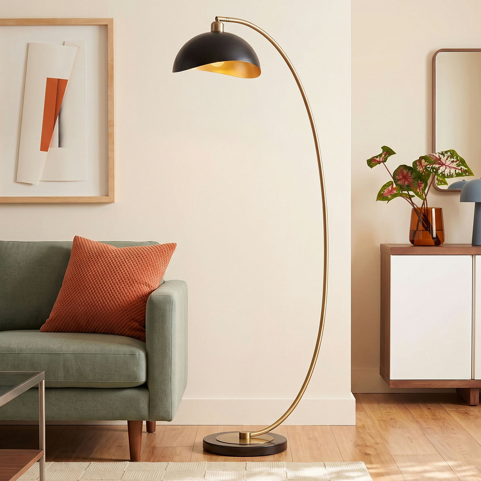 Luna Bella 62" Floor Lamp, Black, Weather Brass