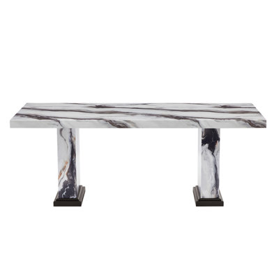 Black and White Faux Marble Dining Table