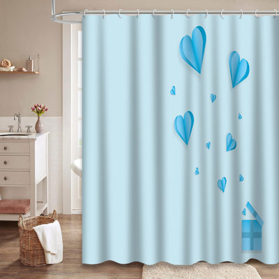 Rideau de douche avec 12 crochets Valentine's Hearts